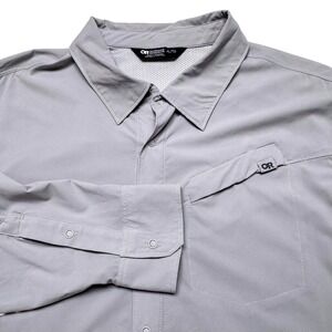 Outdoor‎ Research Astroman Sun Shirt Mens XL Gray Long Sleeve Snap Hiking UPF